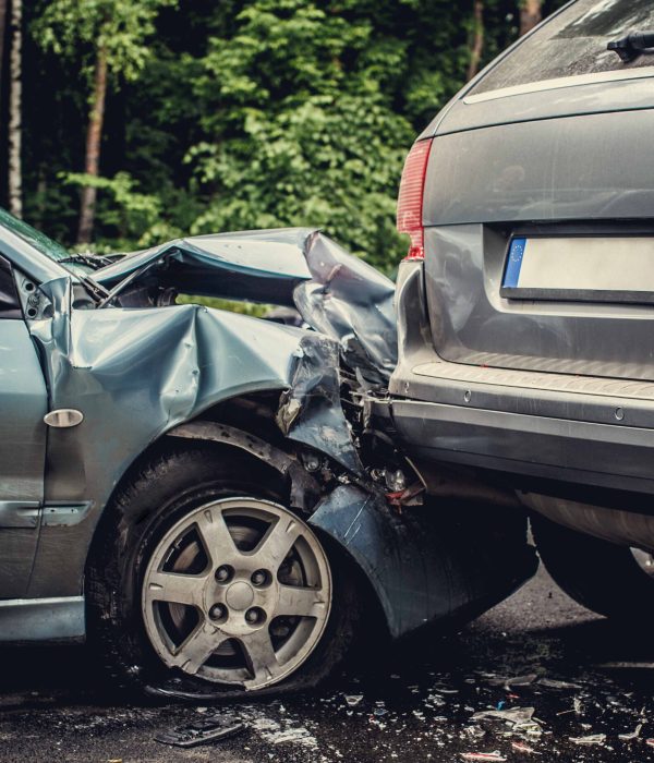 Image of a auto accident involving two cars.